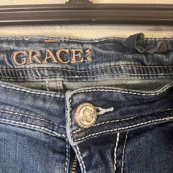 Grace in LA P Straight Sz19 Med Blue High Rise Jeans - Picture 12 of 14